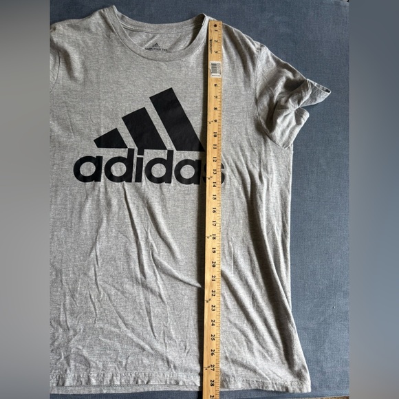 Adidas Amplifier Tee Men’s SZ L Heather Grey Crew Neck Short Sleeve Logo Casual - Picture 6 of 6